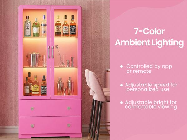 RoyalCraft Dopamine Display Cabinet with Acrylic Doors, Modern Storage Cabinet with LED Lights, Bookcase with Drawers & Adjustable Shelves, 3-Tier Curio Cabinet for Living Room, Home Office, DopamineDecor RoyalCraft Dopamine Display Cabinet with Acrylic Doors, Modern Storage Cabinet with LED Lights, Bookcase with Drawers & Adjustable Shelves, 3-Tier Curio Cabinet for Living Room, Home Office, DopamineDecor