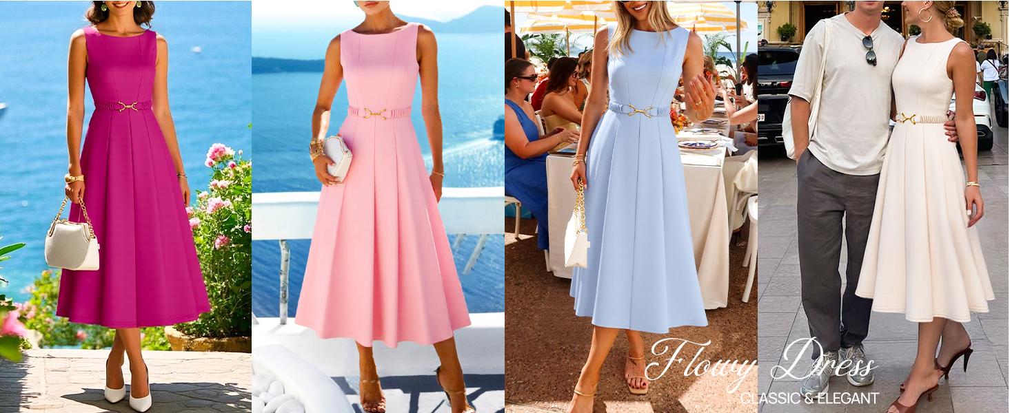 ZESICA Women Summer Sleeveless Midi Dresses 2026 Elegant Boat Neck A Line Tie Waist Spring Cocktail Party Dress ZESICA Women Summer Sleeveless Midi Dresses 2026 Elegant Boat Neck A Line Tie Waist Spring Cocktail Party Dress