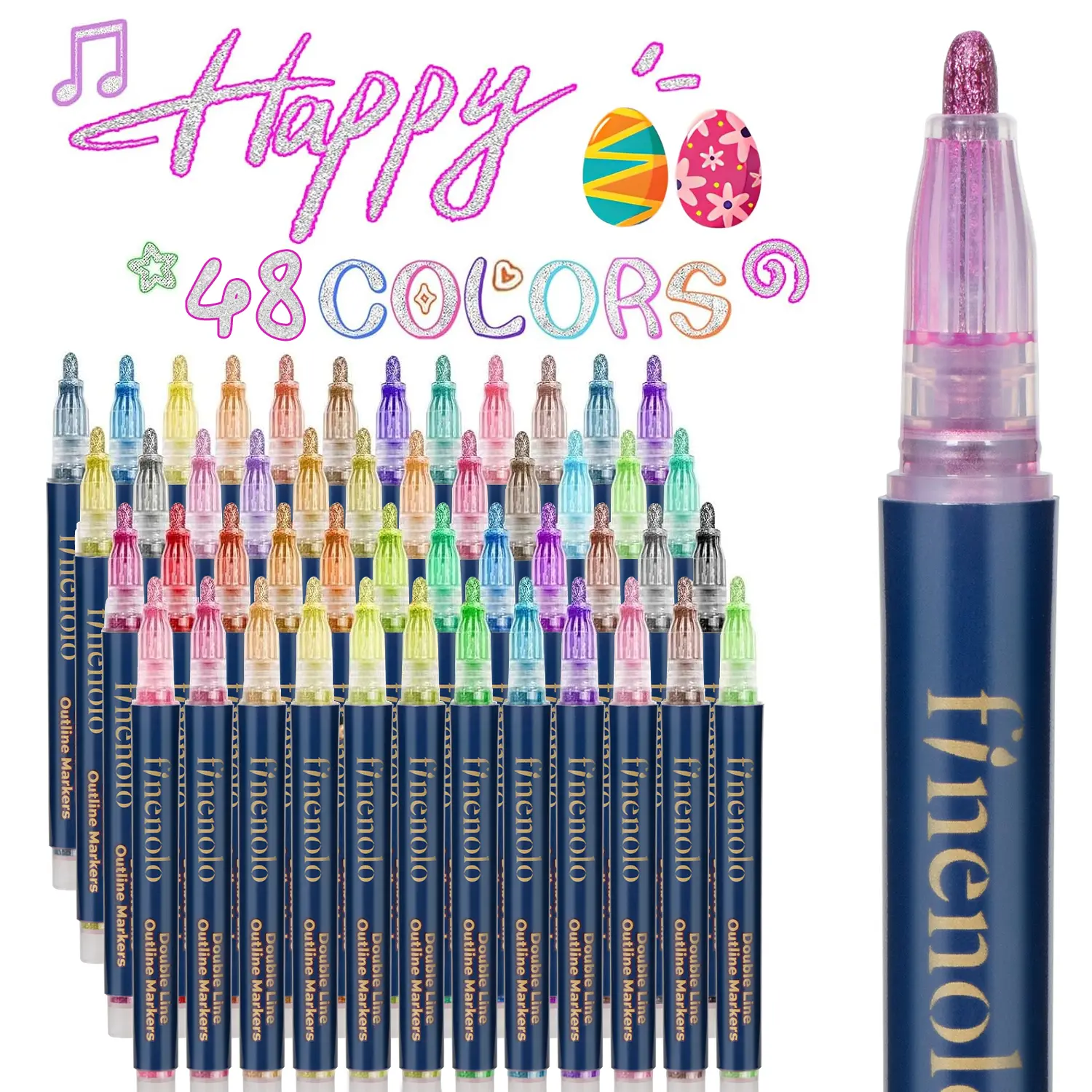 FINENOLO Outline Shimmer Markers, 36 & 48 Glitter Metallic Gel Pens for Coloring, Tween Teen Girl Christmas/Birthday Gifts Trendy Stuff, Cool Fun Art Crafts School Journaling Supplies for Kids Girls Ages 4 8 10 16 Year Old DealsforYouDaysBlackFriday