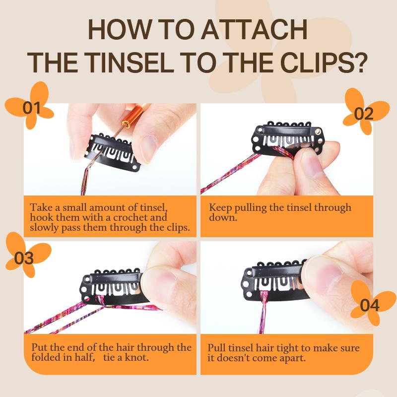 DOORES Tinsel Hair Extensions kit with tools,Colorful Hair Tinsel Stylable Fairy Hair Tinsel for Music Festival Shiny Beautiful