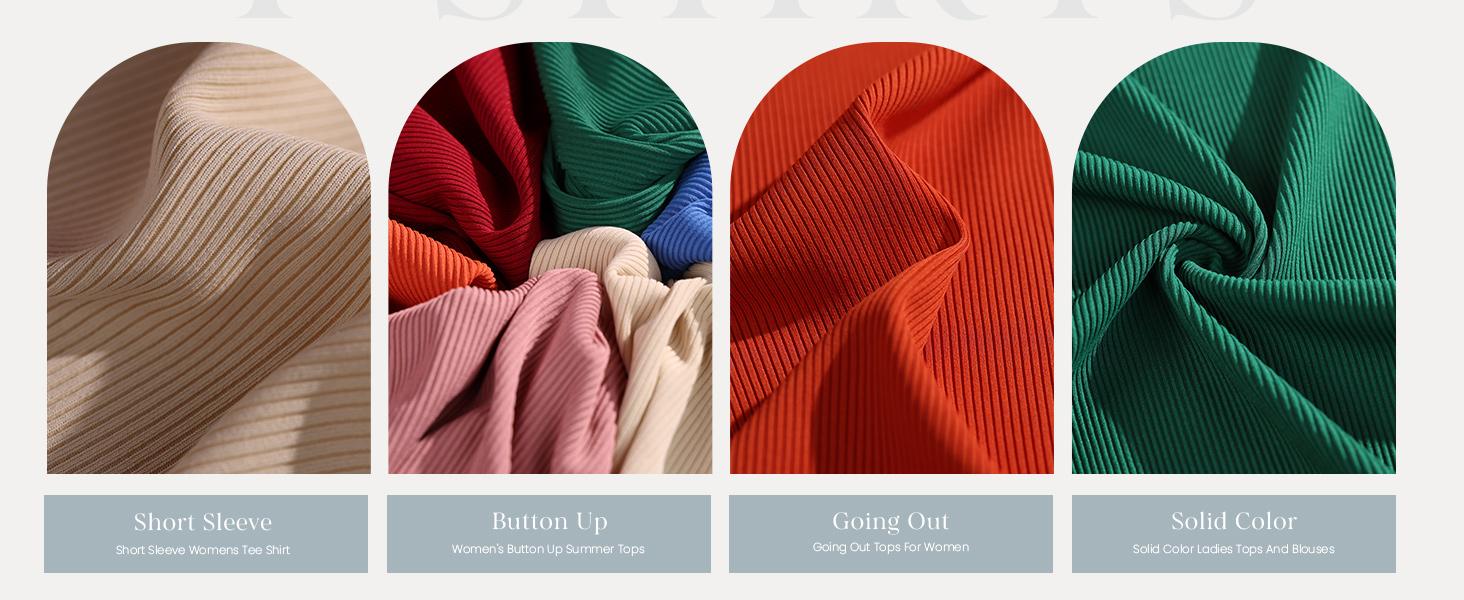 PettyGarden Women's 2025 Summer Short Sleeve Tops Ribbed Knit Henley Button Up Slim Fit Casual Blouse for Women - Knitwear, Womenswear PettyGarden Women's 2025 Summer Short Sleeve Tops Ribbed Knit Henley Button Up Slim Fit Casual Blouse for Women - Knitwear, Womenswear