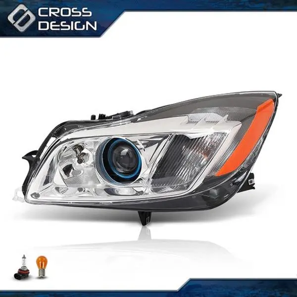 CROSSDESIGN Factory Direct LED Brightening Car Headlight - HID/Xenon Projector Beam, Hardened Lens, Leakproof, High-Impact, UV Protection, Single Left Driver Unit for Buick Regal 2009-2012