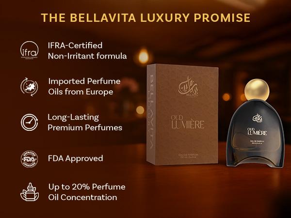 BellaVita Luxury OUD LUMIÈRE Unisex Fragrance | EDP Perfume for Men and Women | Wood Top Note | 100 ml pack | 3.4 Fl. Oz. | Woody and Amber notes | Gift for Men and Women | Eau de Parfum