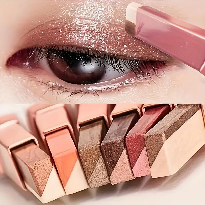 6Pcs Two Color Eyeshadow Stick Set Cosmetic PearlescentMatte Highlighter Eye Shadow Glam Natural Long LastingWaterproof Not Easy To Take Off Makeup