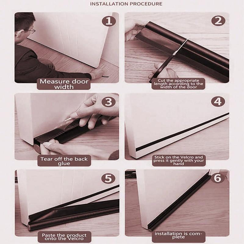 36" Door Draft Stopper-Adjustable Black Door Seal Strip for Bottom of Doors, Weather Stripping Draft Guard