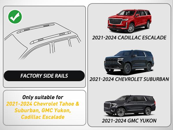 Nilight Roof Rack Cross Bars Compatible with Chevrolet Tahoe Suburban GMC Yukon Cadillac Escalade 2021 22 23 2024, Adjustable Aluminum Car Crossbars for Cargo Carrier Luggage Box Kayak Tent Snowboard