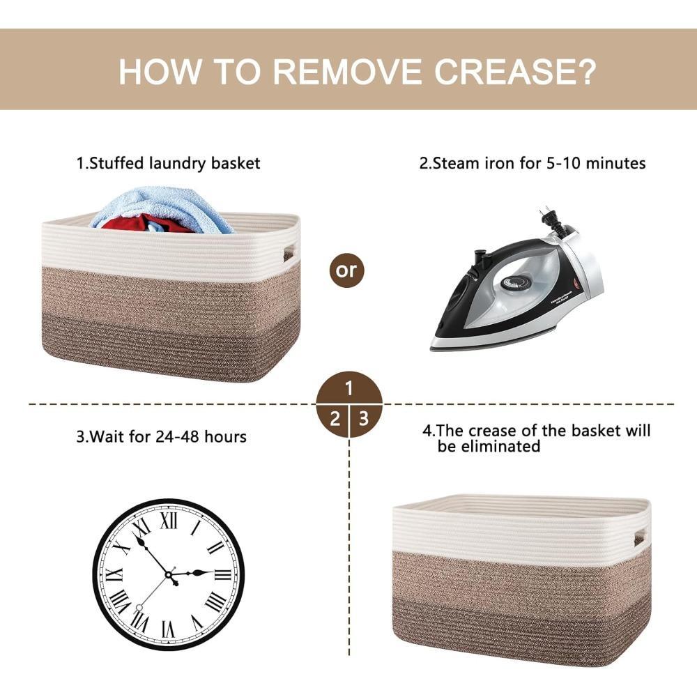 Extra Large Blanket Basket, Rectangle Woven Cotton Rope Storage Basket,Used for storing Dirty Clothes, Stuffed Animal Toy Storage for Living Room,Kids Room,Gradient Brown