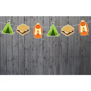 Camping Banner, Camping Garland, Camp Birthday Banner, Camping Decoration, Camping Photo Prop, S'mores Banner, Camping Tent Banner-92020314A