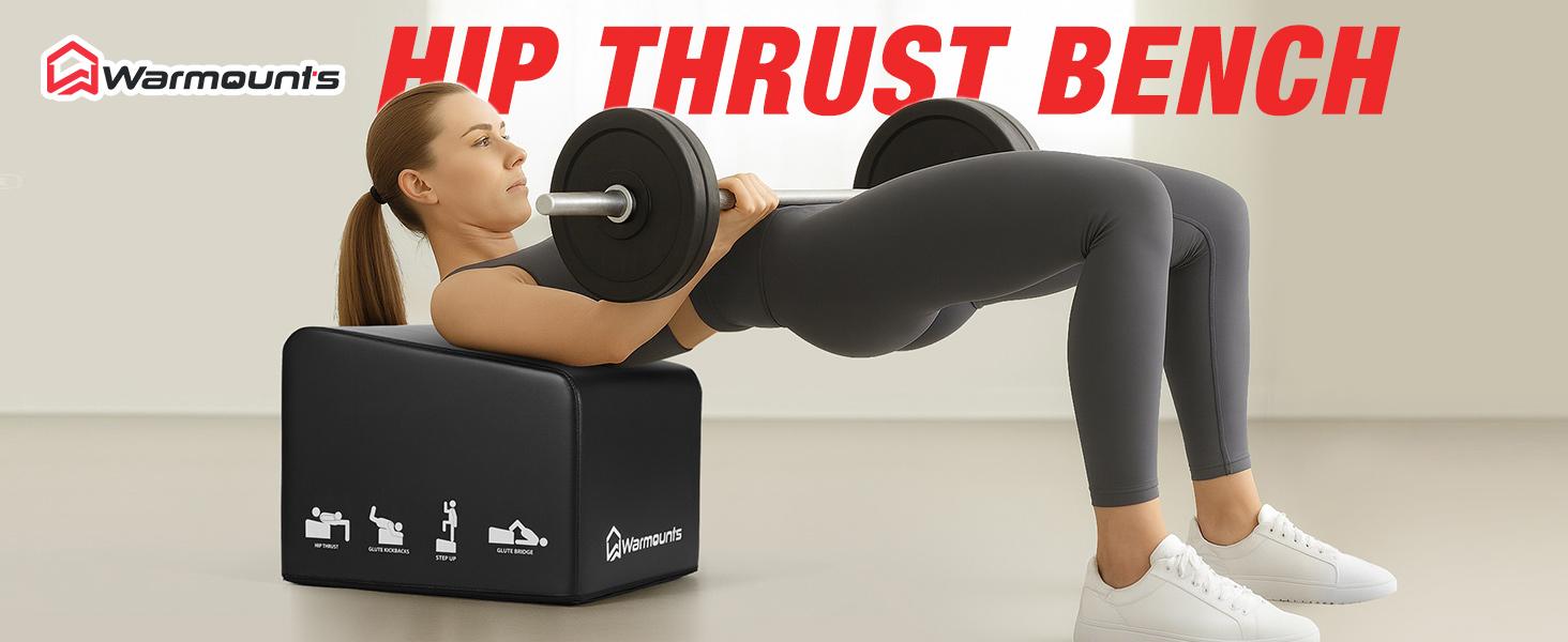 WARMOUNTS Hip Thrust Bench, Multi-Functional Hip Thrust Machine for Strength Training, Glute Bridge Box with Handle, Non-Slip Pad and Smooth Rim Design, for Home and Gym, 700LB Load Capacity