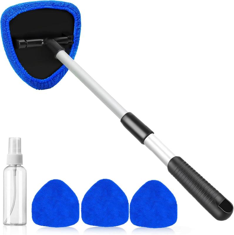 2026 Latest Model  Windshield Cleaning Tool, Microfiber Car Window Cleaner with 4 Reusable and Washable Microfiber Pads and Extendable Handle valentine's gift for bf