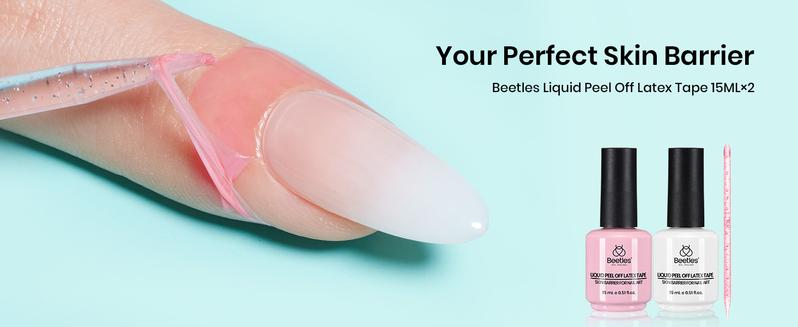 beetles Liquid Latex for Nails 30ml Latex Liquid Nail Peel off Cuticle Guard for Nail Polish with Plastic Nail Care Stick White Pink Liquid Latex Barrier Protector