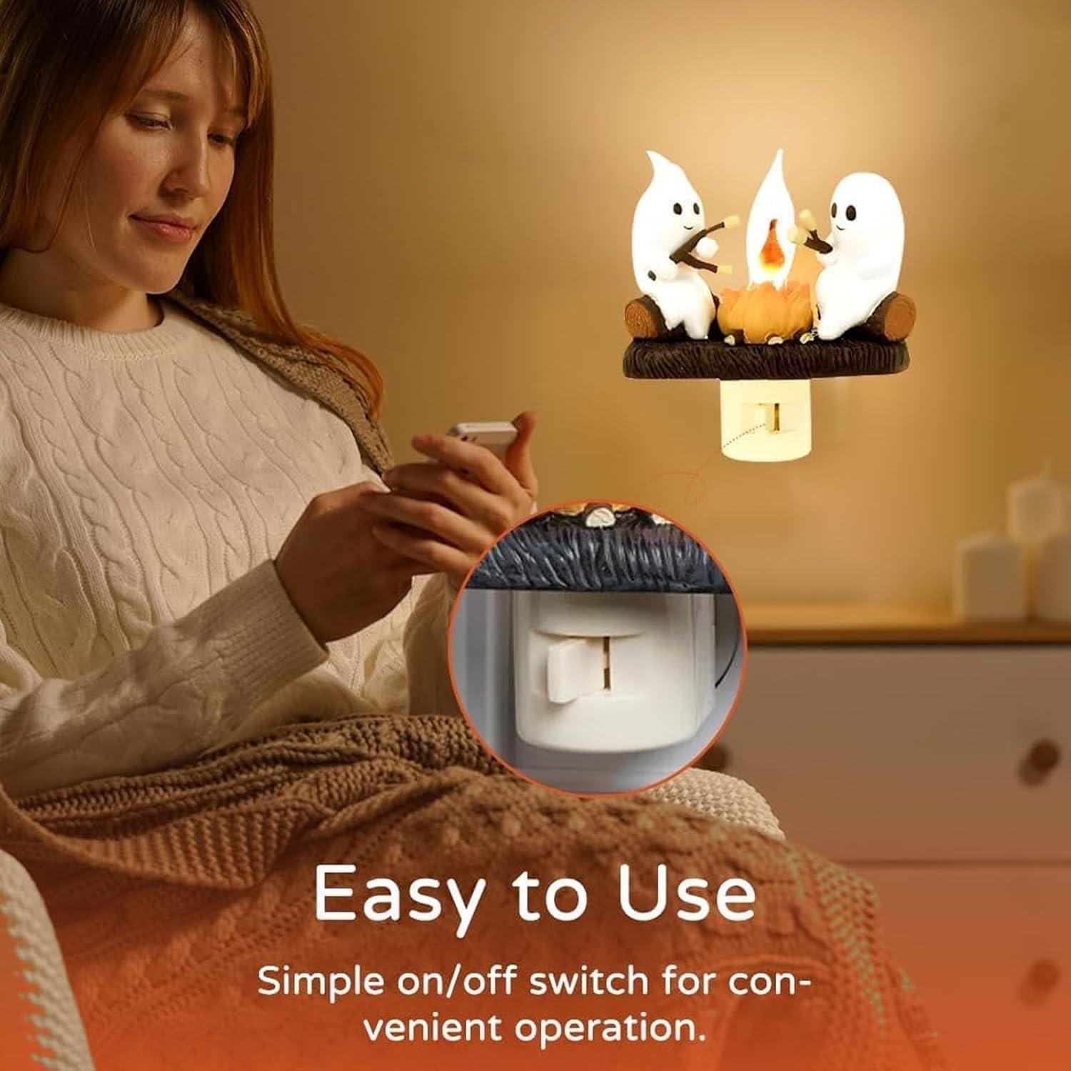 【FaddishDeal】Ghost Flame flickering glow-in-the-dark,  flame simulated night light, synthetic fireplace night light that can be inserted into the wall.