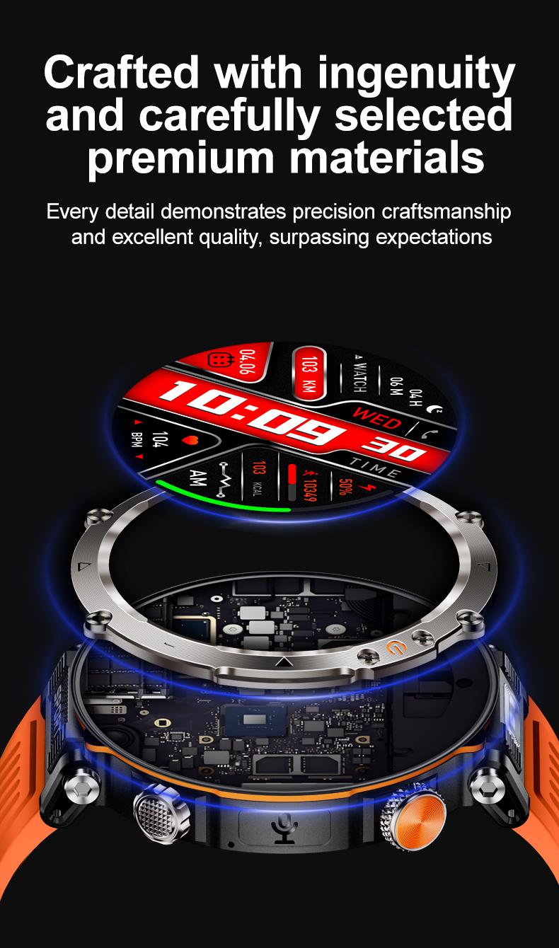 New 2026 Manly Style Smart Sports Watch LED Lights Wireless Calling Message Reminders Sports Mode Voice Assistant Weather Push Stopwatch Timer Smartwatch For Men Compatible With Android iPhone Phones