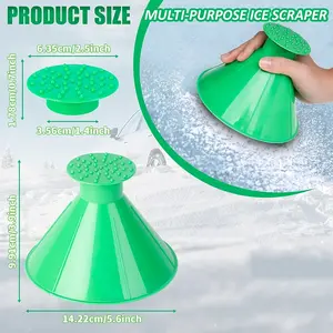 4-Piece Magic Funnel Shaped Ice Scraper & Snow Brush Kit, All-in-1 Winter Car Cleaning Tool with Ergonomic Anti-Slip Handle, Soft Non-Scratch Windshield Ice Removal Set, Durable Auto Snow Remover for Cars SUVs Trucks, Winter Car Accessories Emergency Kit