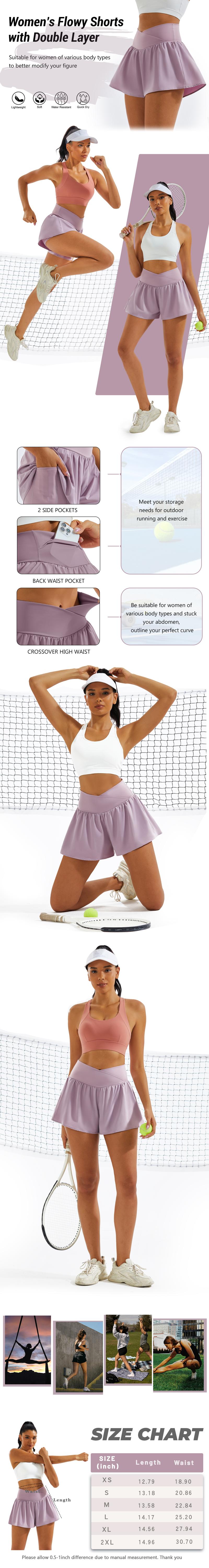 MAGCOMSEN Flowy Athletic Shorts for Women 2 in 1 Running Shorts 3'' with 3 Pockets High Waisted Summer Bottoms Quick Dry Outwork Shorts Outfit Outdoorfun