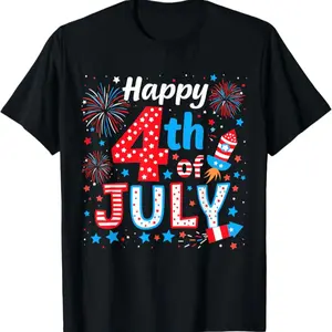 Happy 4th Of July Patriotic American Flag USA Men Women Kids T-Shirt