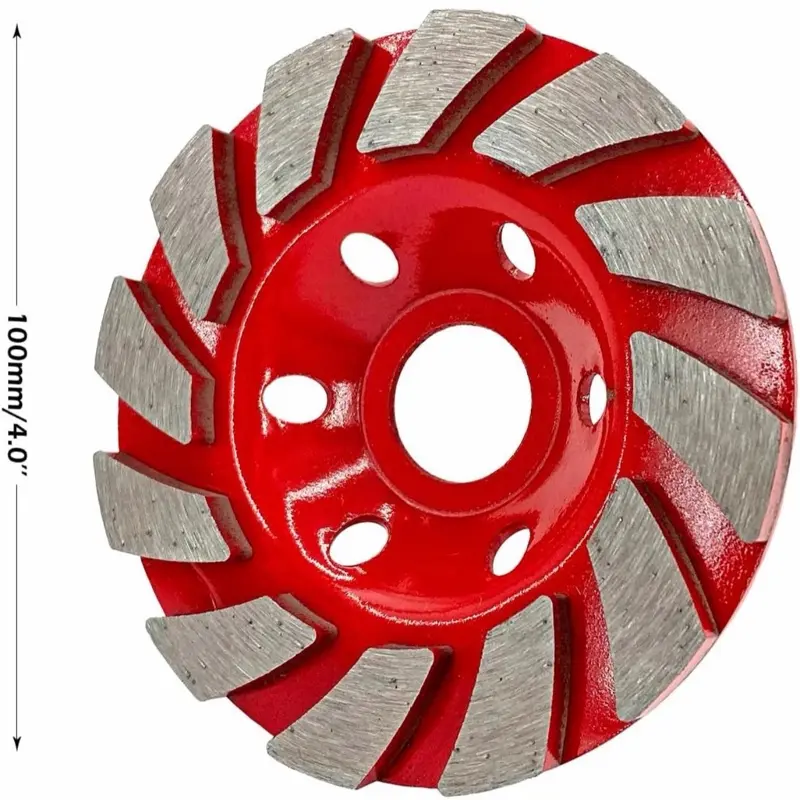 4” Diamond Cup Wheel for Concrete Grinding & Surface Prep - Aggressive Segmented Diamonds for Fast Cutting in Tight Spaces - Fits 4-4.5” to 4-5” Hand Grinders Edge Work Leveling High Spots Diamond Segments Detail Grinding