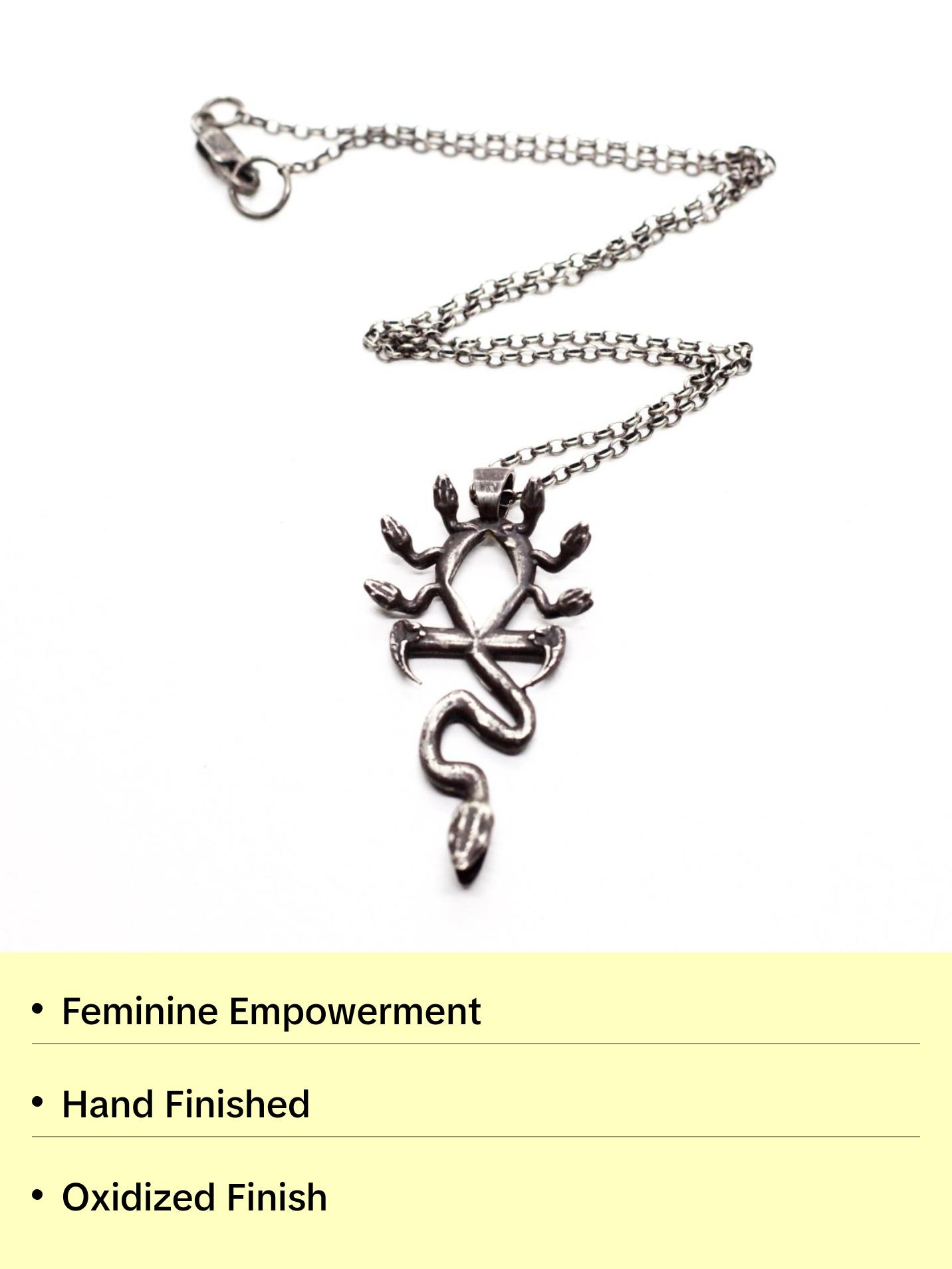 Medusa Ankh Necklace in Sterling Silver