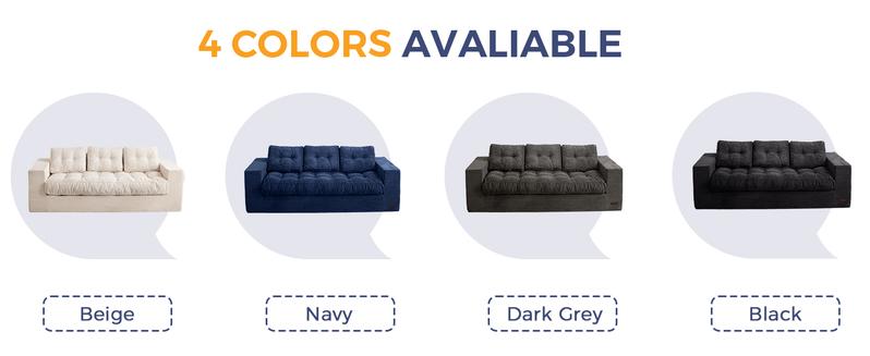 MAXYOYO 3 Seater Couch for Living Room, Boneless Couch with Tufted Cushion & Backrest, Upholstered Floor Sofa for Adults, No Assembly Required, Dark Grey