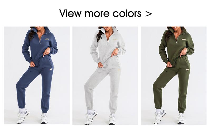 Aleumdr Women 2 Piece Outfits Sweatsuit Lounge Set Half Zip Pullover with Jogger Airport Tracksuit Matching Pants Set  Casual Sportswear Athleisure Style