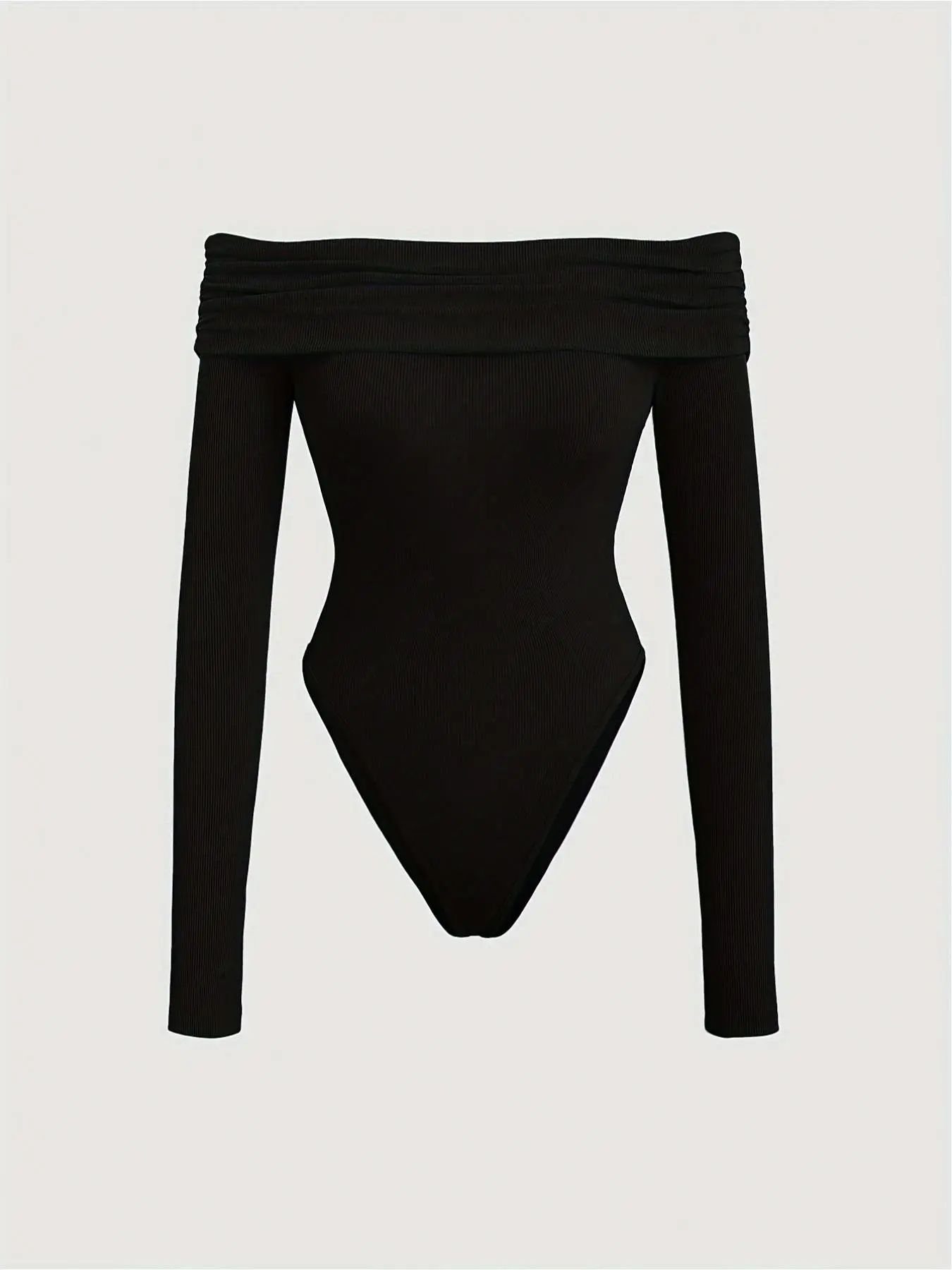 New Fashion Elegant Women's Solid Color Jumpsuit, Shoulderless Long Sleeve Design, Body Shaping Waistline, Stylish One-Piece