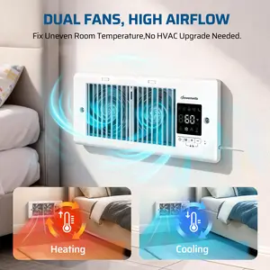 DEWENWILS Register Booster Fan for 4" x10" Reqister Holes.lmproves Heating & Cooling Vents,window fan,10-Speed Quiet Ventilation Fan with Thermostat & Remote Negative lon Air Vent Booster, Enhances Airflow & Home Comfort Heating circulation Warm Air Mode