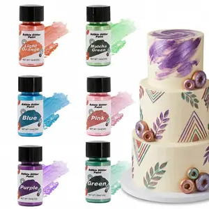 Edible Glitter Paint Set - 6 pcs Metallic Edible Cake Paint for Cake Decorating, Baking, Cupcakes, Candy - Food  Paint Liquid Luster Dust for Cookie, Fondant, Donuts