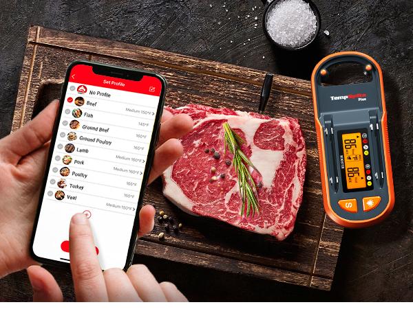 TempSpike Plus Digital Meat Thermometer with 600ft Bluetooth 5.2 Range & Color-Coded Probes for Cooking in Kitchenware