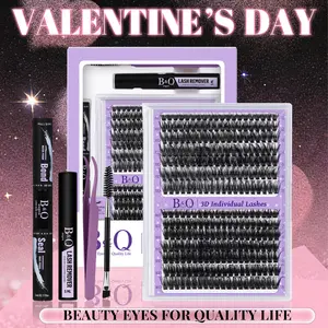 B&Q 3D 70D+90D Kit l 280pcs Lightweight Volume Lash Clusters,D-Curl,Lash Bond & Seal(10-18MIX) for DIY Eyelashes Extension, Waterproof Makeup Cosmetic Realistic Salon Quality,Visual Volume