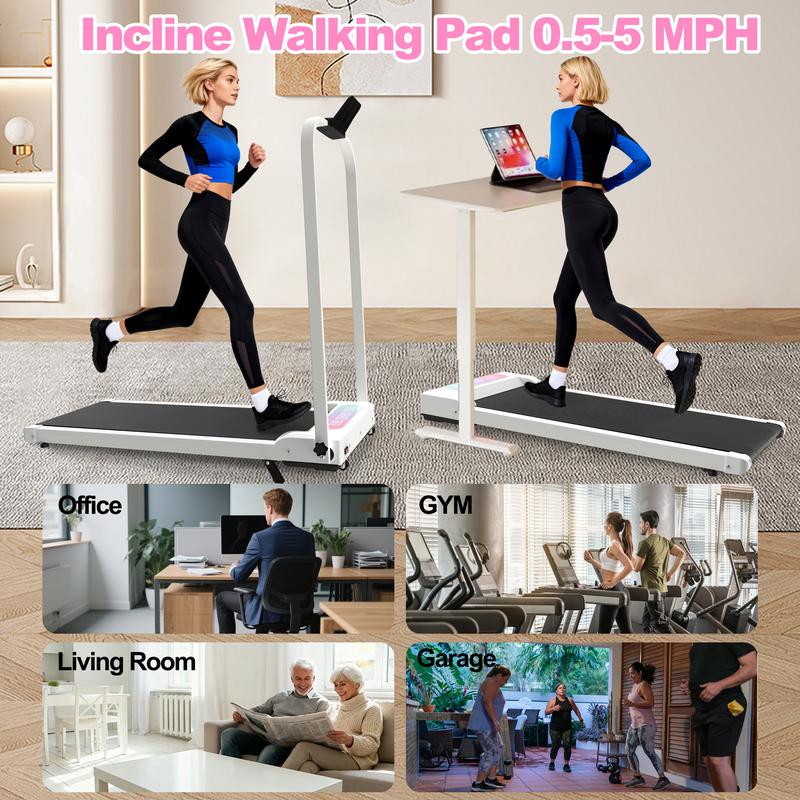 【KINMAC】Foldable Treadmill with Handle Bar & Incline, 2 in 1 Upgrade Portable Under Desk Walking Pad and Vibration Pad with Remote Control for Home Office Small Spaces