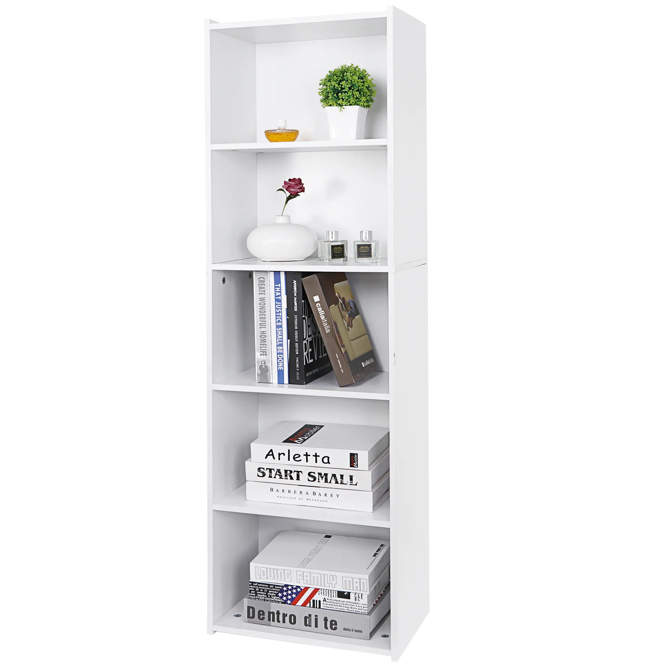 LEMY 5-Tier Minimalist Bookshelf, Indoor Living Room Furniture - Multipurpose Storage Cabinet, Display Cabinet for Books, Room Storage Needs, Closet Storage