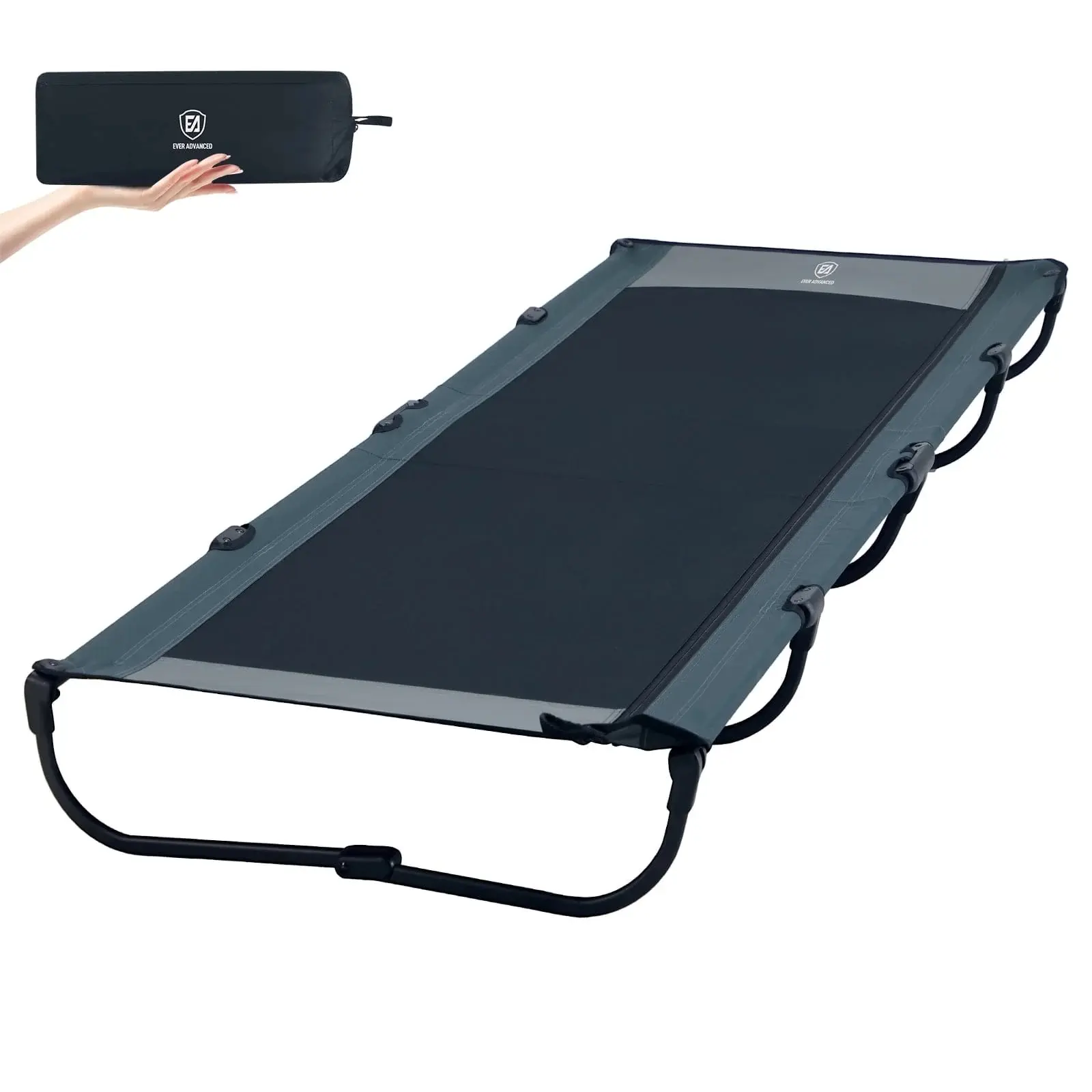 Ever Advanced Aluminum Camping Cot for Adults, Lightweight Foldable Bed with Quick Set-Up, Collapsible Lounger for Camping & Travel, 225lb Capacity, Folding Camping Bed