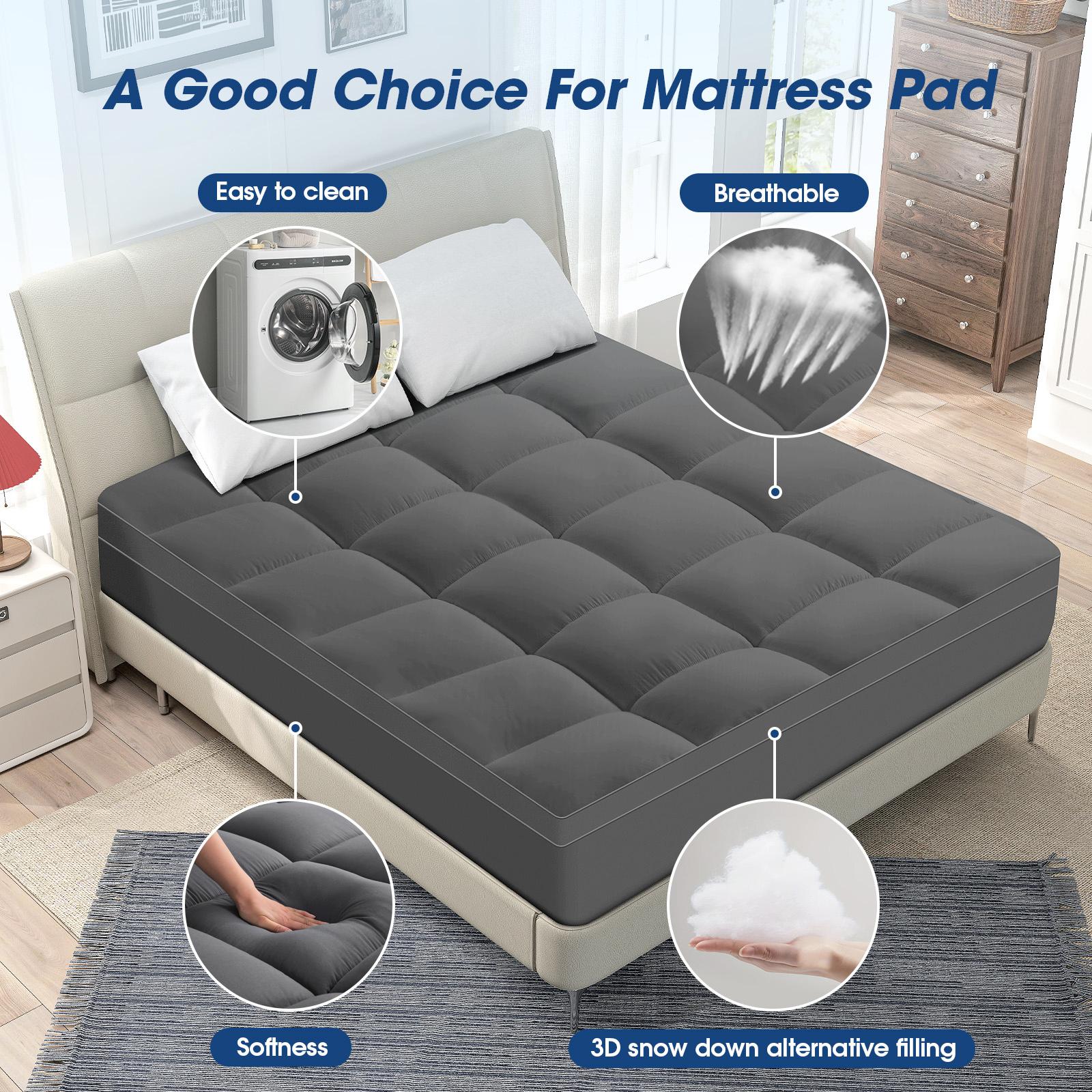 VALUXE Thick & Plush Mattress Topper, Soft & Supportive Bed Pad with 8-21'' Deep Pocket, Breathable Cover, Machine Washable Premium Memory Foam