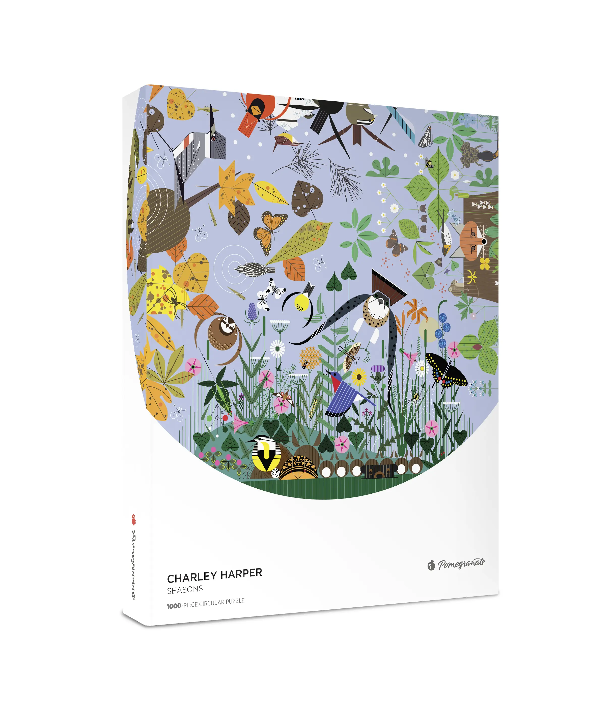 1000-Piece Round Jigsaw Puzzle Charley Harper "Seasons" - Beautiful Nature Art & Aesthetic Home Decor Activity for Adults