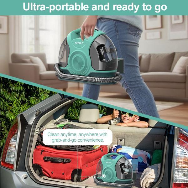 REDHUT Portable Stain & Spot Cleaner – Pet & Car Mess Remover with Tough Stain Tool, Crevice Brush & Hose – Removes Odours, Dirt & Grime from Carpets, Upholstery, Stairs & Car Seats,Pet dust and hair cleaning