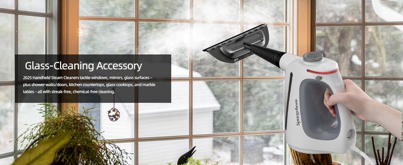 Spurgehom 550ML Large Capacity Handheld Steam Cleaner - Multi-Surface Steamer with 11-Pc Tools & Safety Lock for Efficient Cleaning of Floors, Upholstery, Car Interiors & Home Surfaces