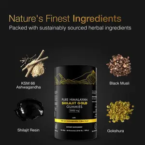 HUAEN Pure Himalayan Shilajit Gummies | New Year New Me Edition | 3000 mg with KSM-66 Ashwagandha, Gokshura, Saffron, Black Musli | Fulvic Acid & 85+ Trace Minerals | No Added Sugar | Natural Strength, Focus & Stamina Support