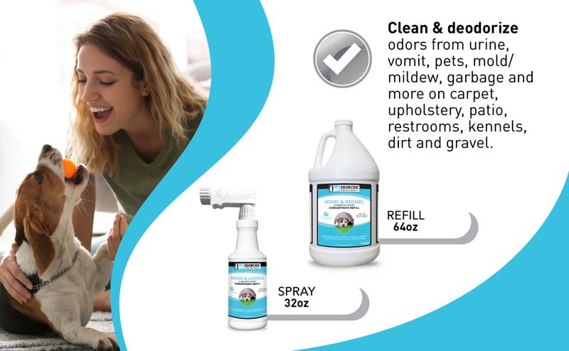 Odorcide Pet Odor Eliminator for Home & Kennel [2 Item] Pet Urine Odor Eliminator Spray – Pet Supplies for Indoors & Outdoors Kit (96 oz Kit)