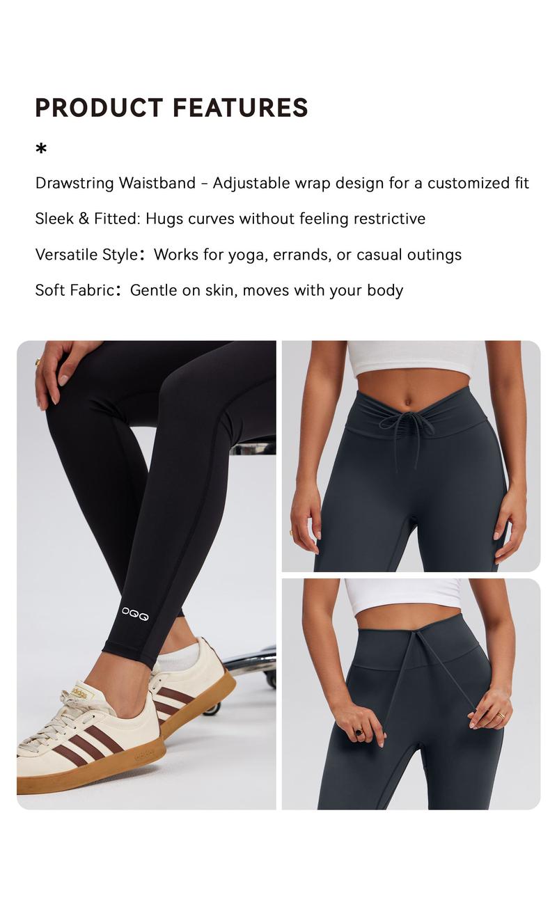 OQQ Women's High Wasit Scrunch Leggings No Front Seam Stretch Drawstring Workout Gym Yoga Pants Soft Comfortable Basic Minimalist Bottom OQQ Women's High Wasit Scrunch Leggings No Front Seam Stretch Drawstring Workout Gym Yoga Pants Soft Comfortable Basic Minimalist Bottom