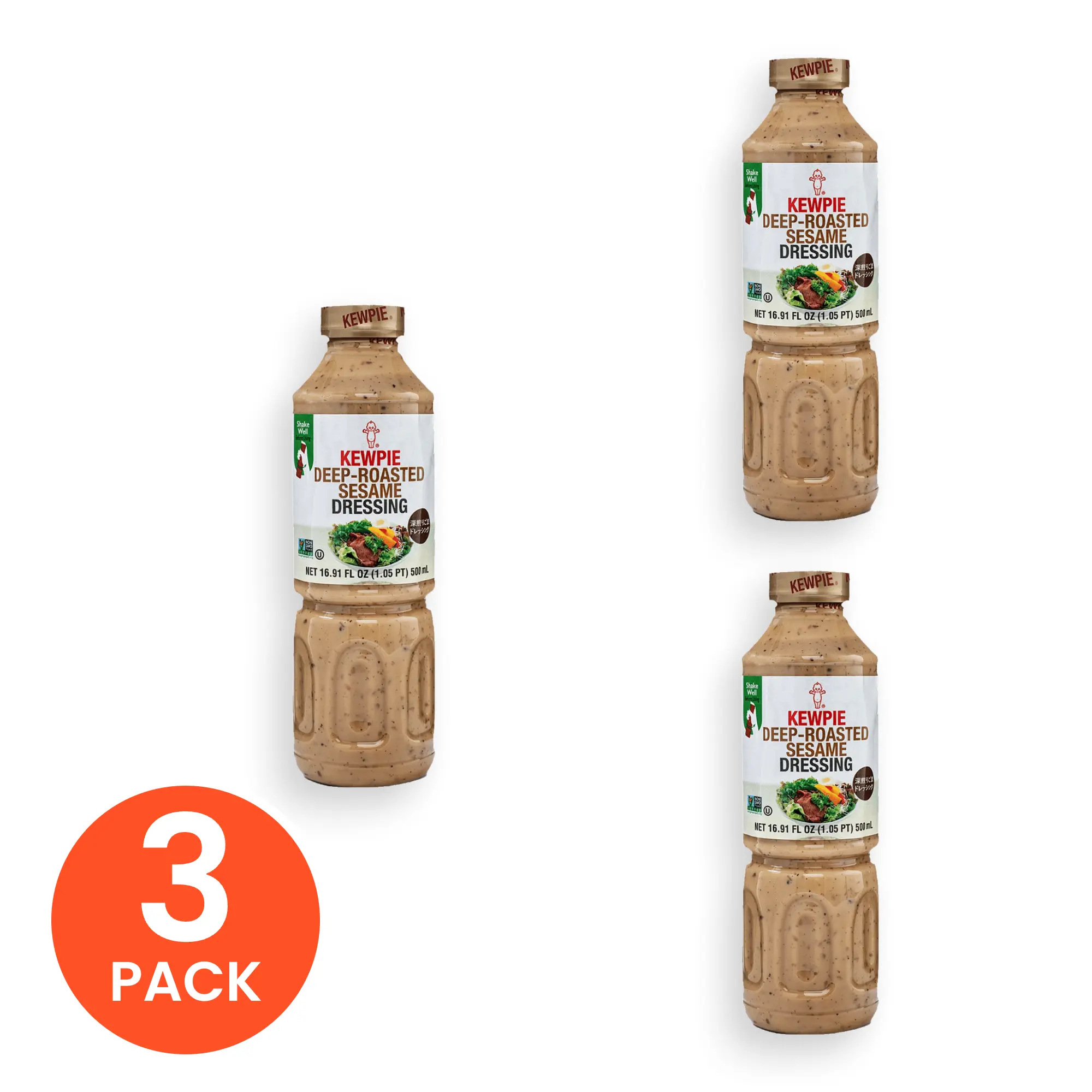 Kewpie Deep-Roasted Sesame Sauce - Authentic Japanese Umami Flavor Food, Asian Salad Dressing & Dip, Value Pack, Asia's No.1 Selling Cooking Condiment, Refrigerated Staple Item