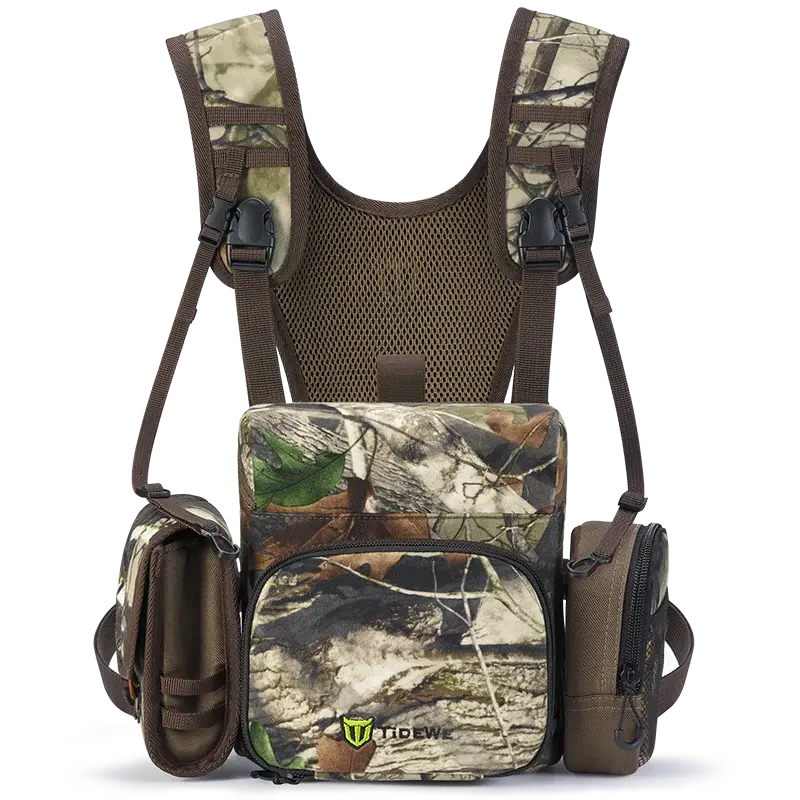 TIDEWE Binocular Harness Chest Pack with MOLLE System, 2 Detachable Pouches, Silent Magnetic Closure, Lightweight & Waterproof Bino Harness for Hunting, Hiking & Birdwatching