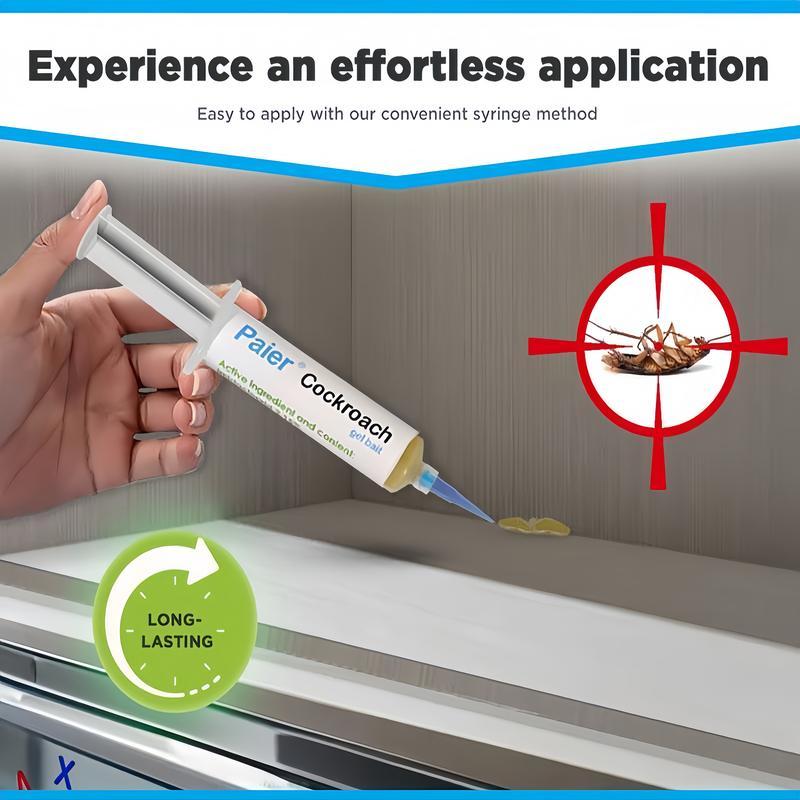 Indoor Cockroach Exterminator, Insect Repellent, 1 tubes x 30g, 1 plungers and 2 tips, German Cockroach Pest Control, Can be used indoors and outdoors, Cockroach Killing Gel for American Cockroaches, German Cockroaches and other major cockroach species