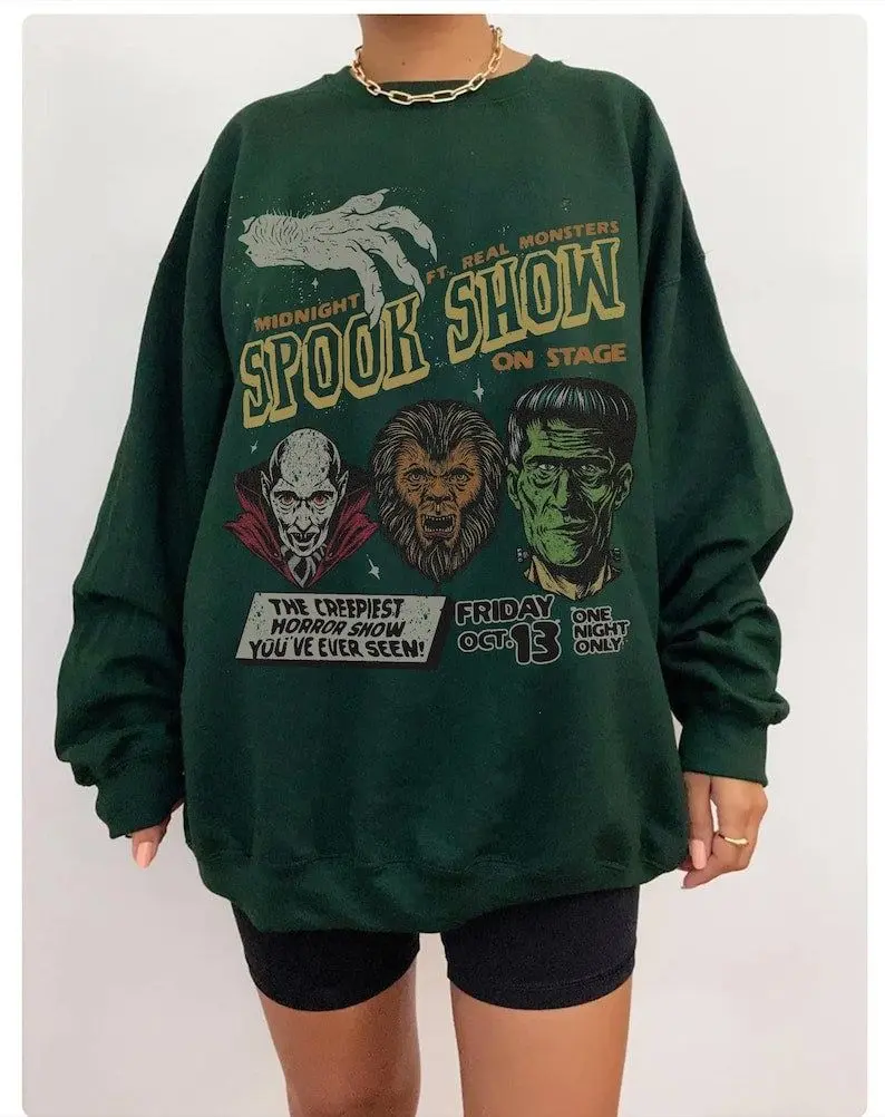 [Sale off up to 50%] Retro Spook Show Sweatshirt- Frankenstein Monster Halloween Crewneck