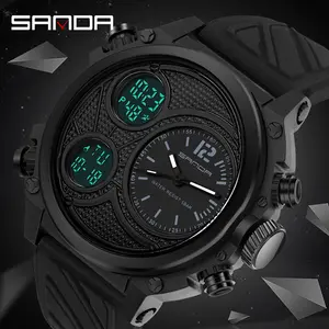 Men's Outdoor Sports Digital Watch, Waterproof LED Backlight Tactical Wristwatch for Hiking and Running