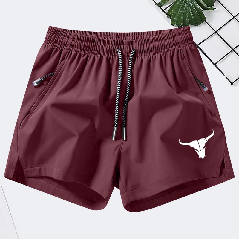 Men's athletic shorts, summer casual quick-dry elastic waistband drawstring shorts with zipper pockets, durable comfort suitable for gym workouts and outdoor leisure activities