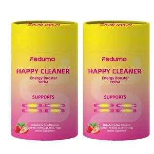 Feduma Happy Cleaner Drink Mix Berberine, Chromium, 5-HTP, Yerba Mate & Magnesium  60 Sticks -Strawberry Flavor Cutting Drink Mix
