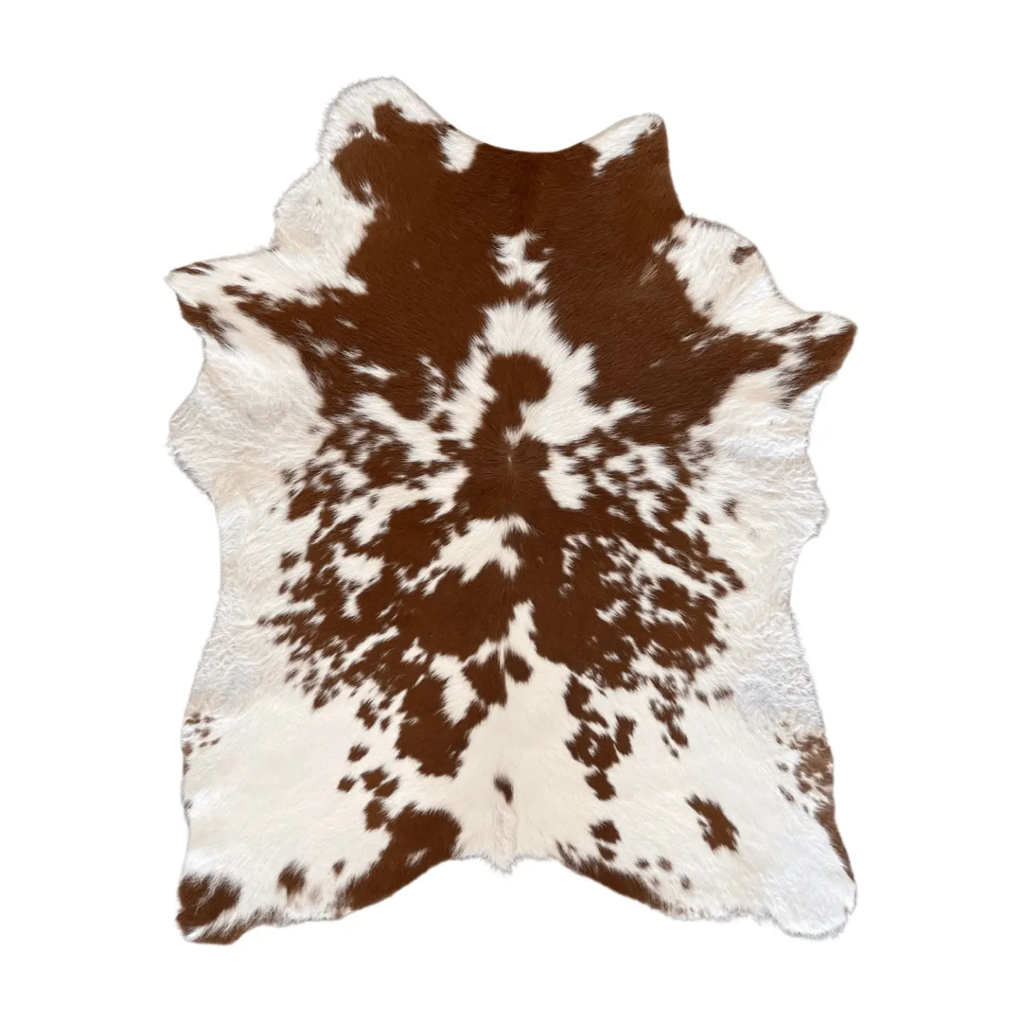 Calf Hair-On Hide Rug Exotic Brown and White | Large Natural Shape 3' x 2.5'