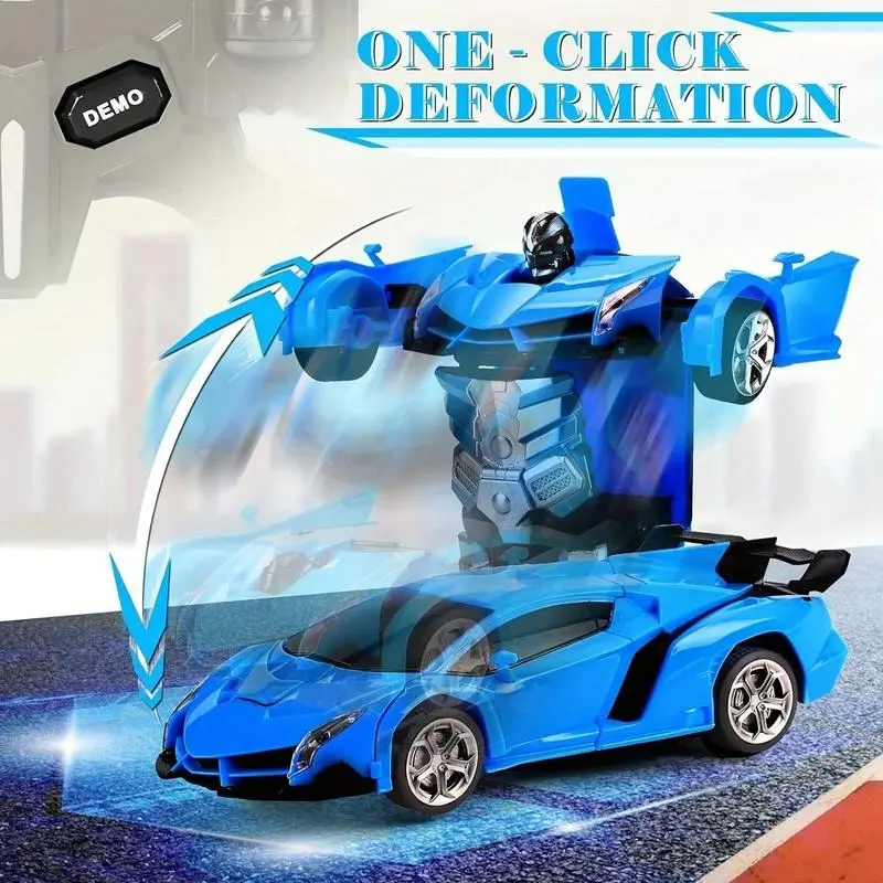 Transforming Rc Cars Toys for Boys 4-7 8-12 2.4Ghz Remote Control Car Transform Robot 1:18 Scale One-Button Deformation 360° Rotation Car Toy
