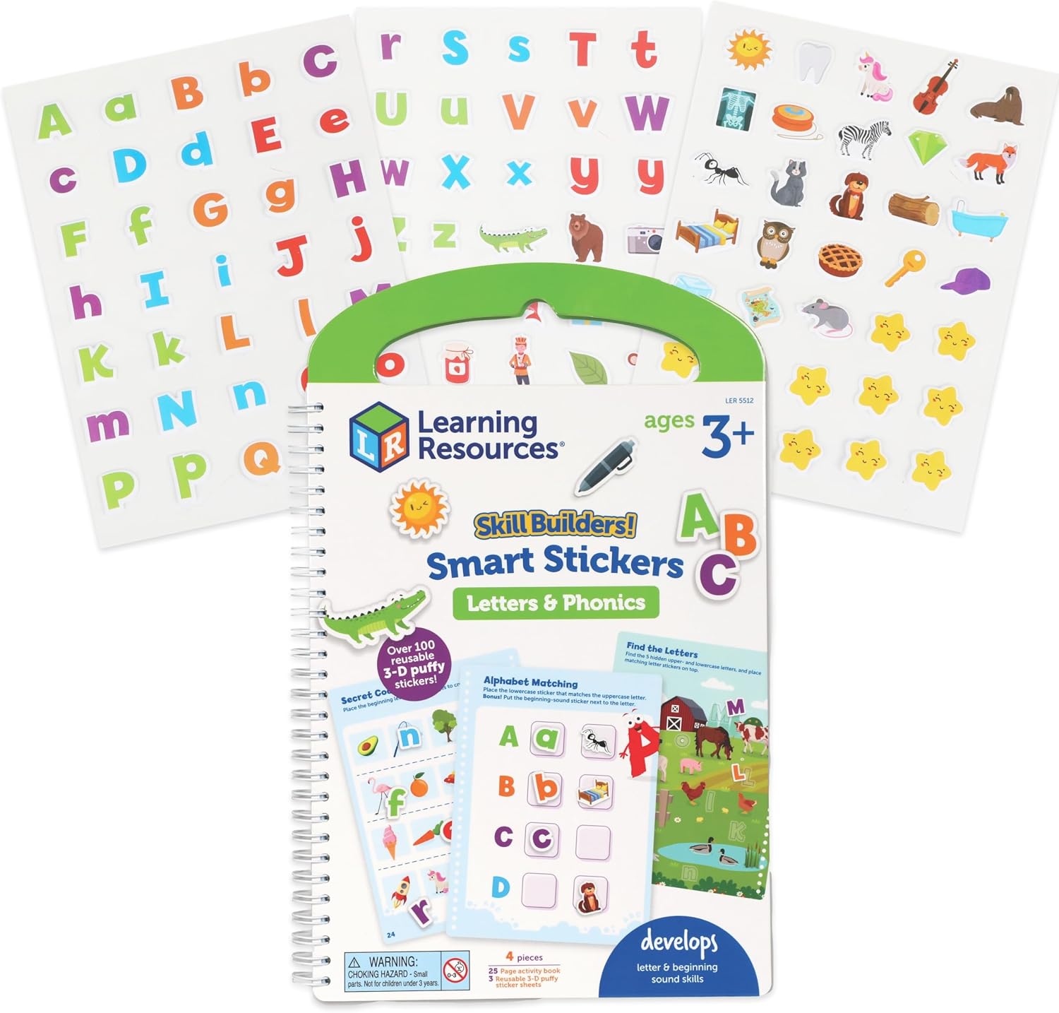 Learning Resources Skill Builders! Smart Stickers - Colors, Numbers & Shapes, Letters & Phonics