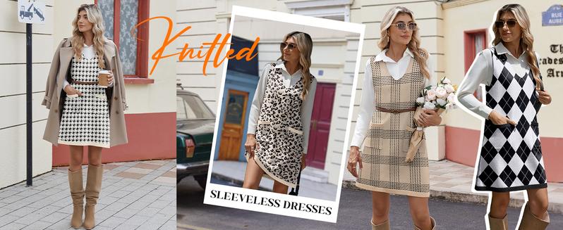 Women's Sweater Vest Dresses for Women 2025 V Neck Sleeveless Knit Pullover Sweater with Pockets Fall Winter Outfits Casual Boho Fashion Chic Elegant Thick